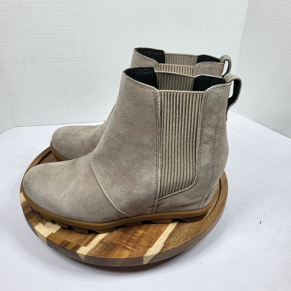 Sorel Joan of Arctic Wedge III Chelsea Women 7.5 Grey Good Waterproof Suede Boot